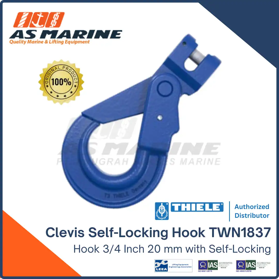 Clevis Shelf-Locking Hook with Safety Pin 3/4 Inch 20 mm TWN1837 THIELE